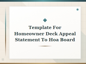 Deck Appeal Statement Template for Hoa Board Meetings