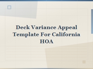 California Hoa Deck Variance Appeal Guide