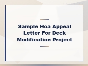 Sample Hoa Appeal Letter for Deck Modification